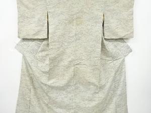 アンティーク　家屋風景模様織り出し手織り紬着物